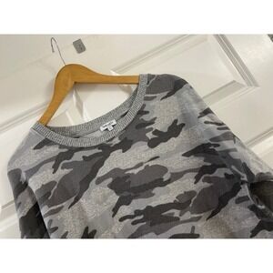 Splendid Womens Gray Camo Long Sleeve Knit Pullover Sweater R85D662 XL